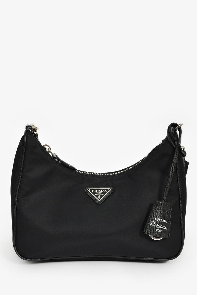 Prada Black Re-Nylon Re-Edition 2005 Crossbody Bag with Chain & Pouch