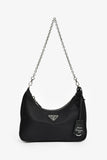 Prada Black Re-Nylon Re-Edition 2005 Crossbody Bag with Chain & Pouch