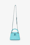 Louis Vuitton Blue Metallic Python Leather Mini Capucines with Strap