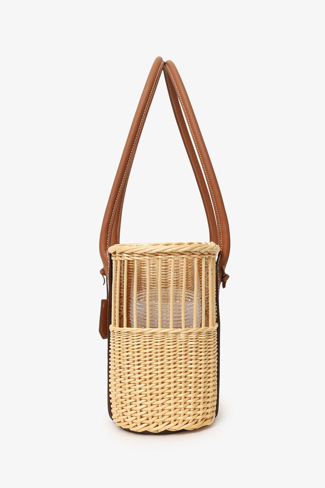 Hermes 2022 Beige/Brown Wicker/Taurillon Leather Park Bottle Basket