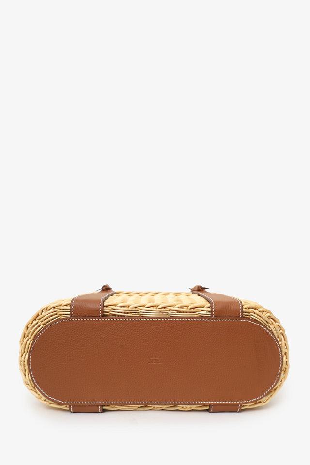 Hermes 2022 Beige/Brown Wicker/Taurillon Leather Park Bottle Basket