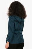 Burberry Brit Teal Nylon Double Breasted Removable Hood Trench Coat Size 8 US