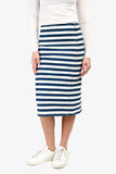 Prada 2021 White/Blue Denim Striped Midi Skirt Size 38