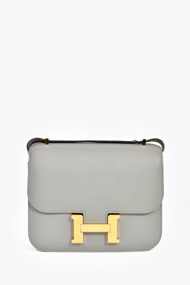 Hermes 2017 Gris Mouette Epsom Leather Mini Constance 18
