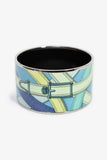 Hermes Turquoise Palladium 'Cavalcadour' Extra Wide Bangle