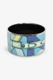 Hermes Turquoise Palladium 'Cavalcadour' Extra Wide Bangle