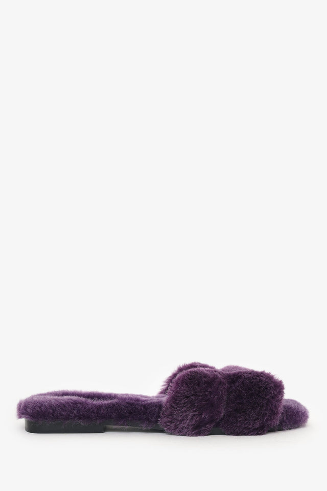 Hermes Violet Shearling 'Oran' Sandals Size 38