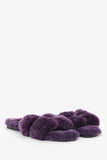 Hermes Violet Shearling 'Oran' Sandals Size 38