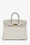 Hermes 2023 Pearl Grey Clemence/Alligator Birkin 25