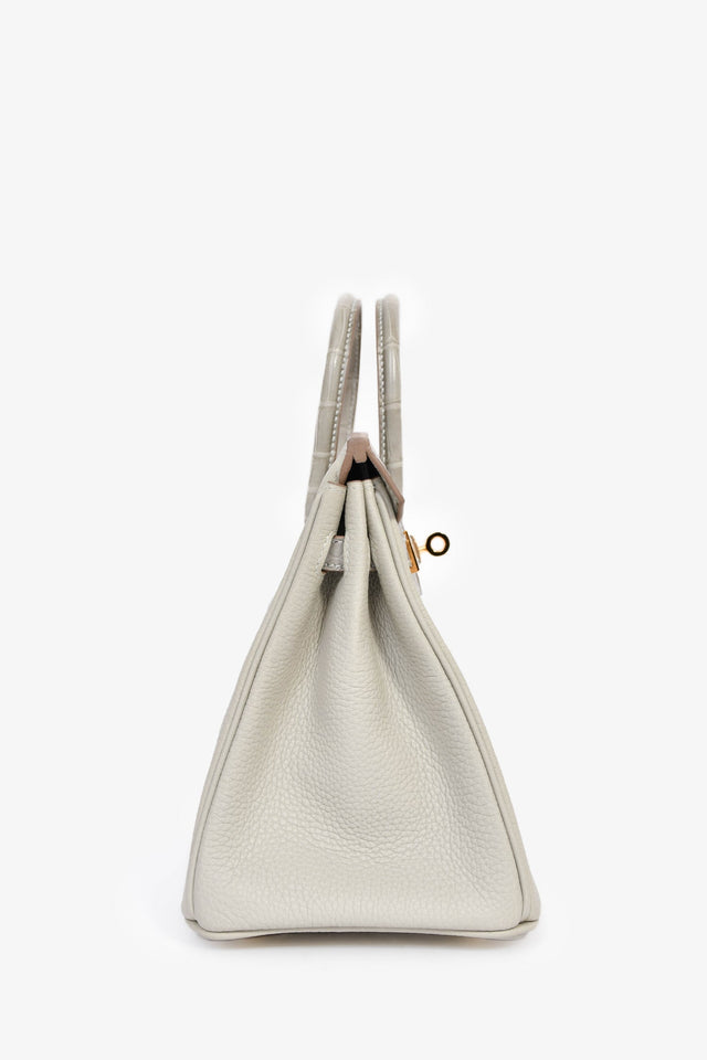 Hermes 2023 Pearl Grey Clemence/Alligator Birkin 25