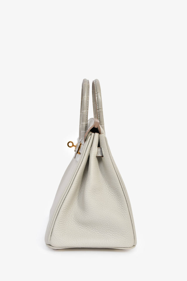 Hermes 2023 Pearl Grey Clemence/Alligator Birkin 25