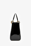 Christian Dior 2017 Black Patent Cannage Medium Lady Dior Top Handle with Strap