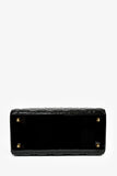 Christian Dior 2017 Black Patent Cannage Medium Lady Dior Top Handle with Strap