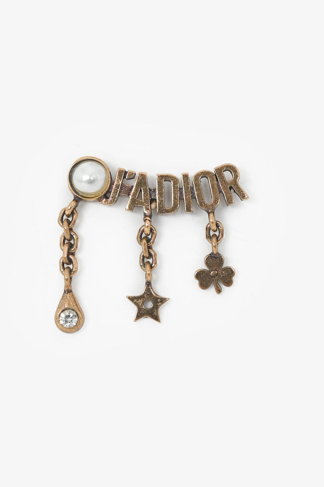 Christian Dior Aged Gold Tone Metal J'ADior Earrings