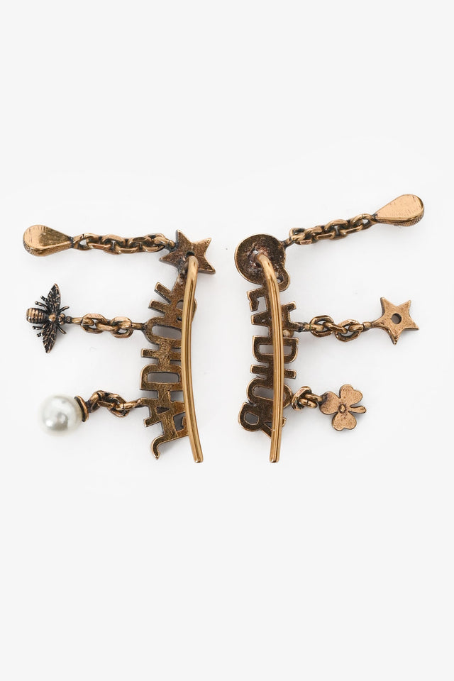 Christian Dior Aged Gold Tone Metal J'ADior Earrings