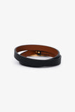 Hermes Black Leather Behapi Double Tour Bracelet GHW