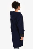 Louis Vuitton 2019 Navy Wool Monogram Detail Hooded Coat Size 40