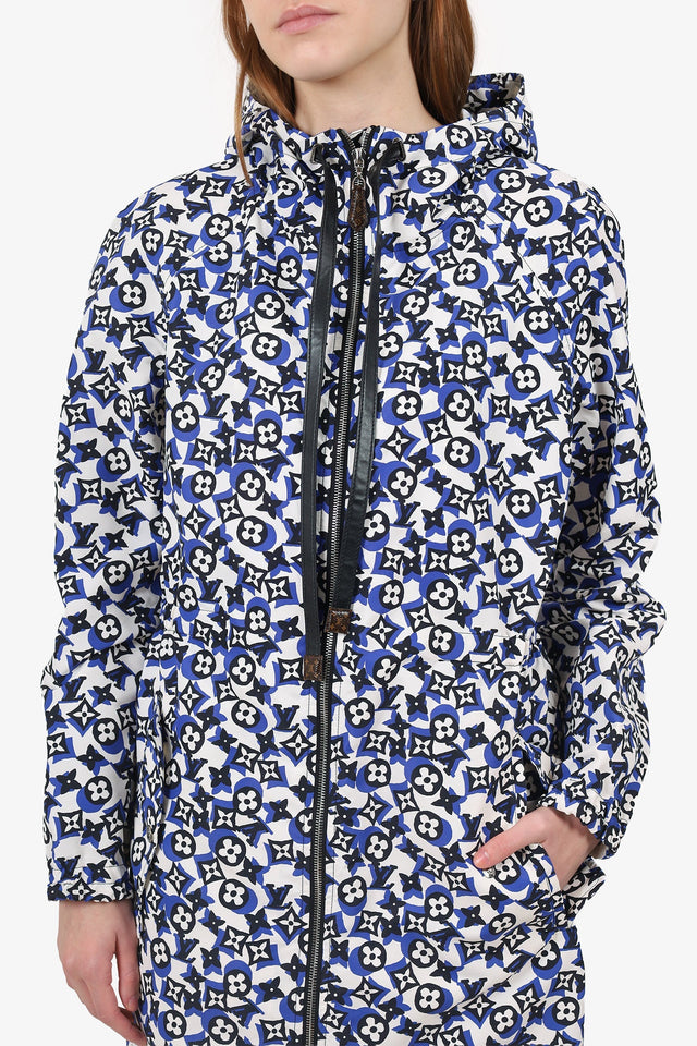 Louis Vuitton White/Blue Logo Rain Jacket Size 36