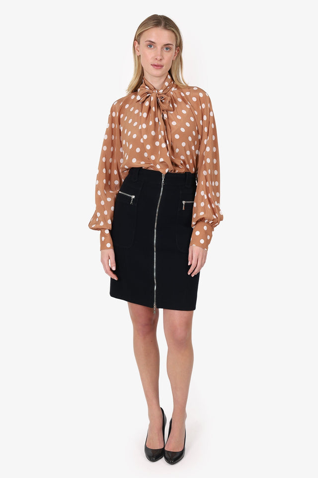 Louis Vuitton Black Wool Zip Detail Pencil Skirt Size 38