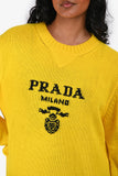 Prada Yellow Wool/Cashmere Logo Sweater Size 42