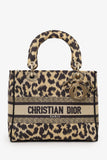 Christian Dior 2021 Leopard Print Canvas Medium Lady Dior Bag with Strap