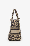 Christian Dior 2021 Leopard Print Canvas Medium Lady Dior Bag with Strap