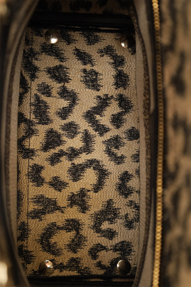 Christian Dior 2021 Leopard Print Canvas Medium Lady Dior Bag with Strap