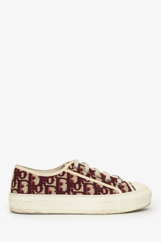 Christian Dior Burgundy Walk'n Dior Low-Top Sneaker Size 37