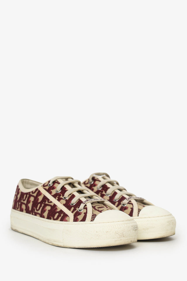 Christian Dior Burgundy Walk'n Dior Low-Top Sneaker Size 37