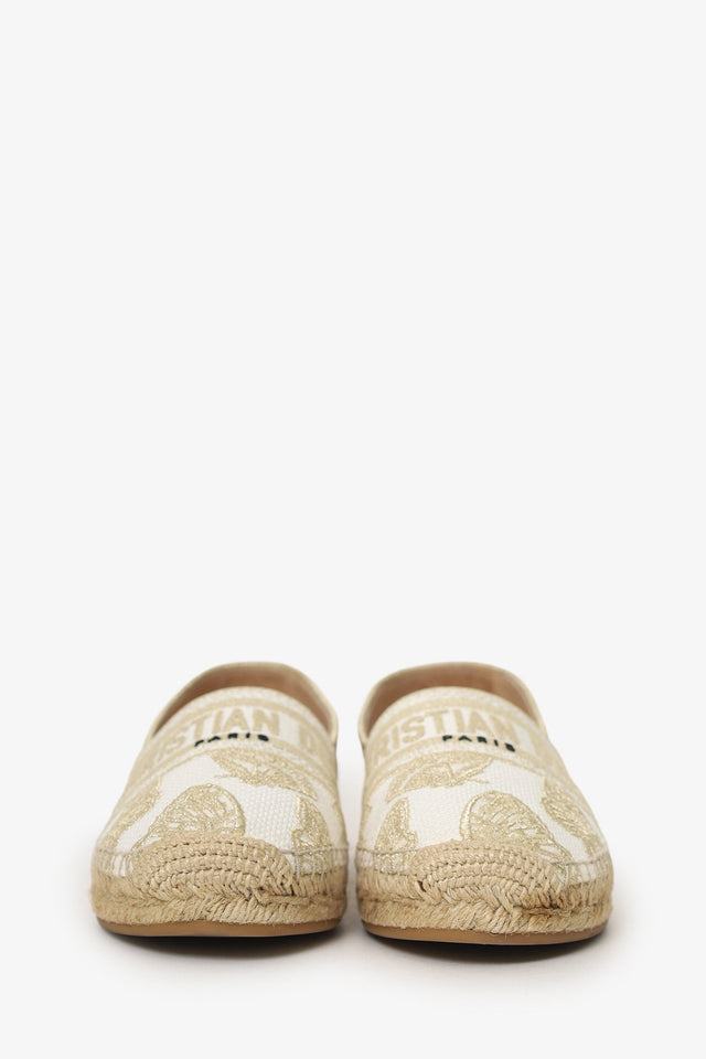 Christian Dior White/Gold Granville Espadrille Size 38