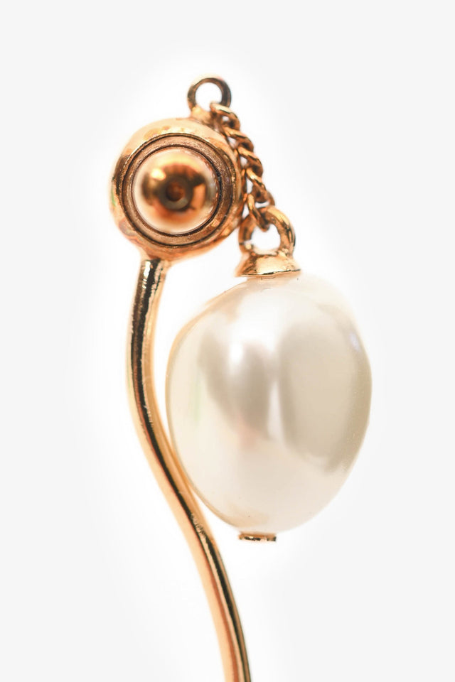 Christian Dior Gold Toned Pearl Crystal Star Left Earring Climber