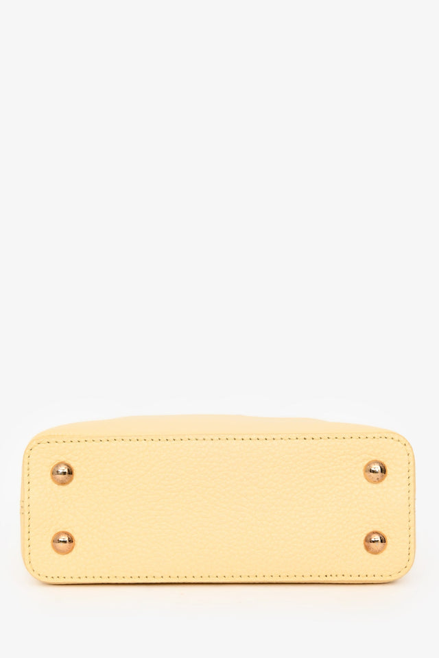 Louis Vuitton Pale Yellow Grained Leather Python Trim Mini Capucines Top Handle with Strap