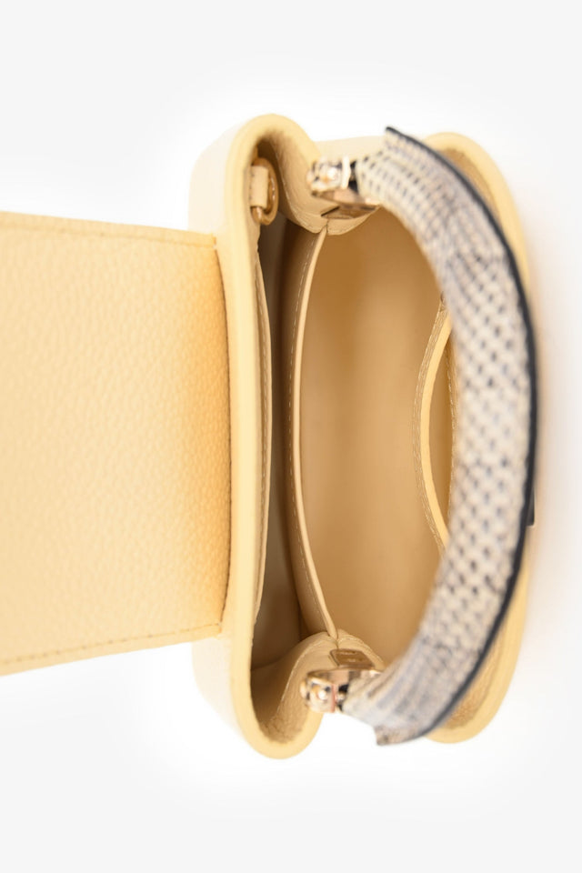 Louis Vuitton Pale Yellow Grained Leather Python Trim Mini Capucines Top Handle with Strap