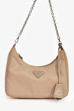 Prada Beige Re-Nylon Re-Edition 2005 Crossbody Bag with Chain & Pouch