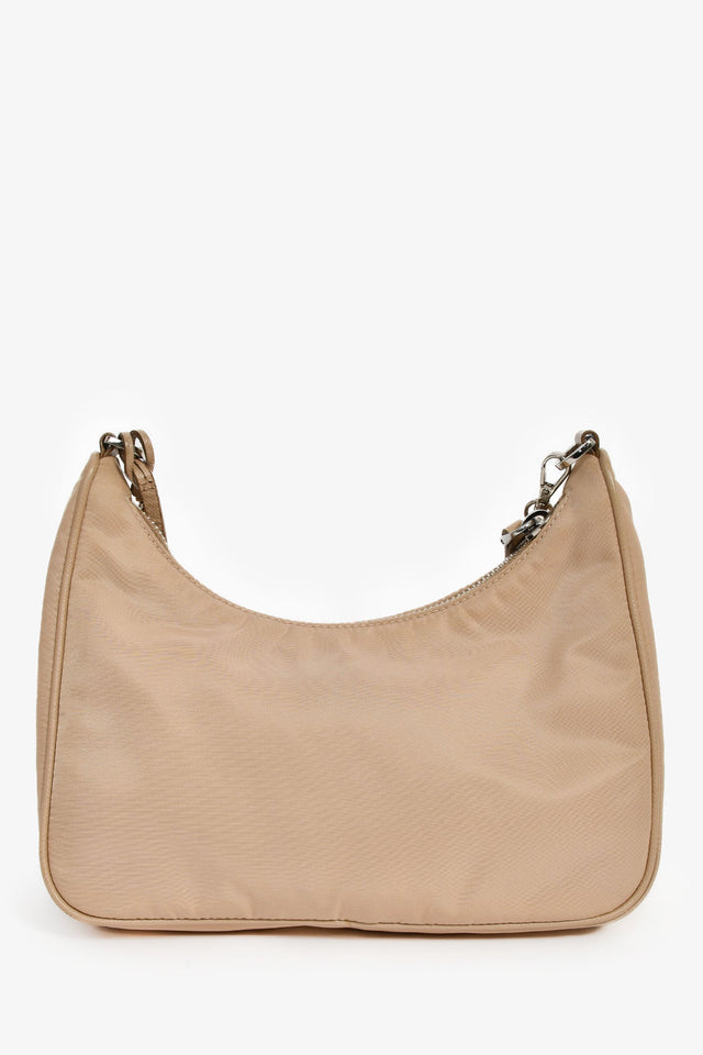 Prada Beige Re-Nylon Re-Edition 2005 Crossbody Bag with Chain & Pouch