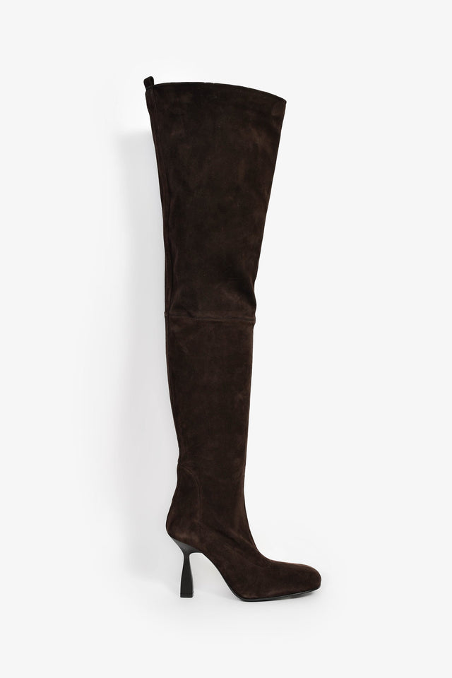 Hermes Brown Suede Over The Knee 'Hurricane 95' Boots Size 37.5