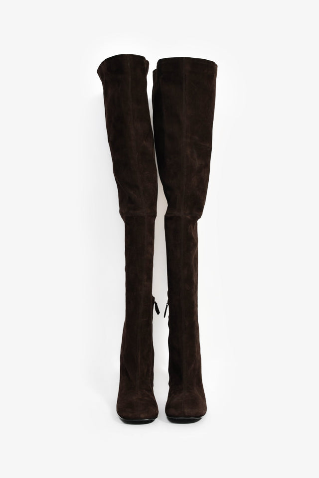 Hermes Brown Suede Over The Knee 'Hurricane 95' Boots Size 37.5