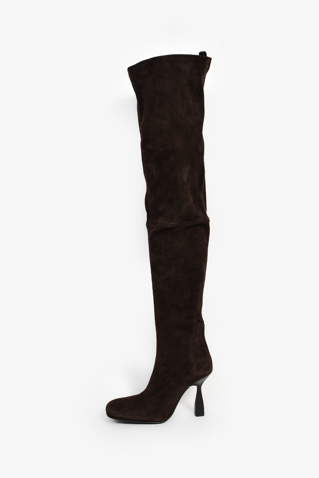 Hermes Brown Suede Over The Knee 'Hurricane 95' Boots Size 37.5