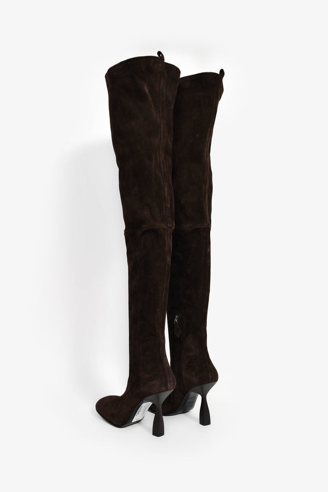 Hermes Brown Suede Over The Knee 'Hurricane 95' Boots Size 37.5