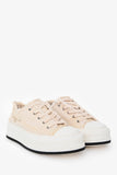 Christian Dior Cream Frayed Canvas Platform Sneakers Size 37