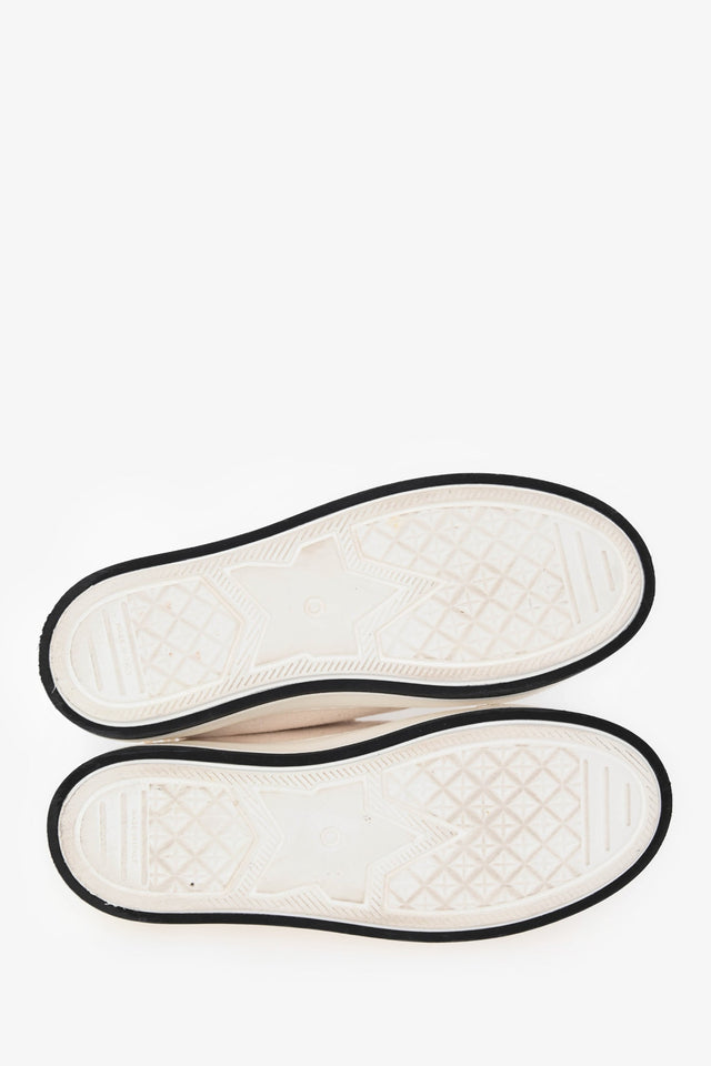 Christian Dior Cream Frayed Canvas Platform Sneakers Size 37