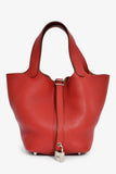 Hermes 2014 Rouge Garance Clemence Leather Picotin Lock 18