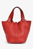 Hermes 2014 Rouge Garance Clemence Leather Picotin Lock 18