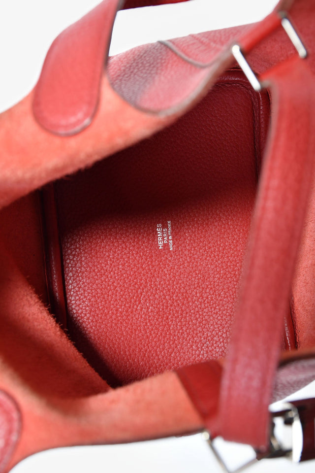 Hermes 2014 Rouge Garance Clemence Leather Picotin Lock 18