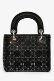 Christian Dior 2019 Black Satin Crystal Embellished Mini Lady Dior With Strap