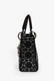 Christian Dior 2019 Black Satin Crystal Embellished Mini Lady Dior With Strap