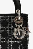 Christian Dior 2019 Black Satin Crystal Embellished Mini Lady Dior With Strap