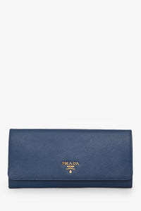 Prada 2013 Blue Saffiano Wallet On Chain