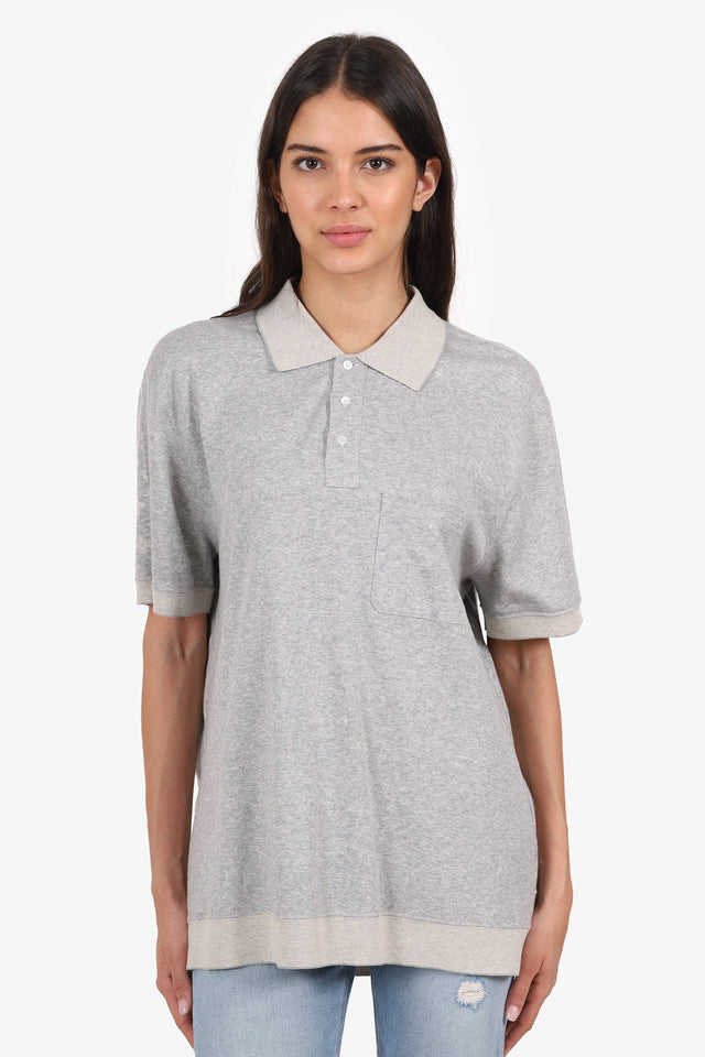 Louis Vuitton Grey Silk Blend Monogram Polo Top Size XXL