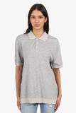 Louis Vuitton Grey Silk Blend Monogram Polo Top Size XXL